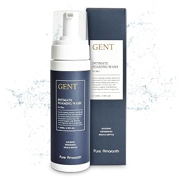 Amaranth GENT Foaming Intimate Wash for Men, Mens Genital Wash for Sensitive Skin, Moisturizing for Daily Use, Hygiene Product Helps Prevent Dryness, Odor, Itching 200ml / 6.8 fl oz
