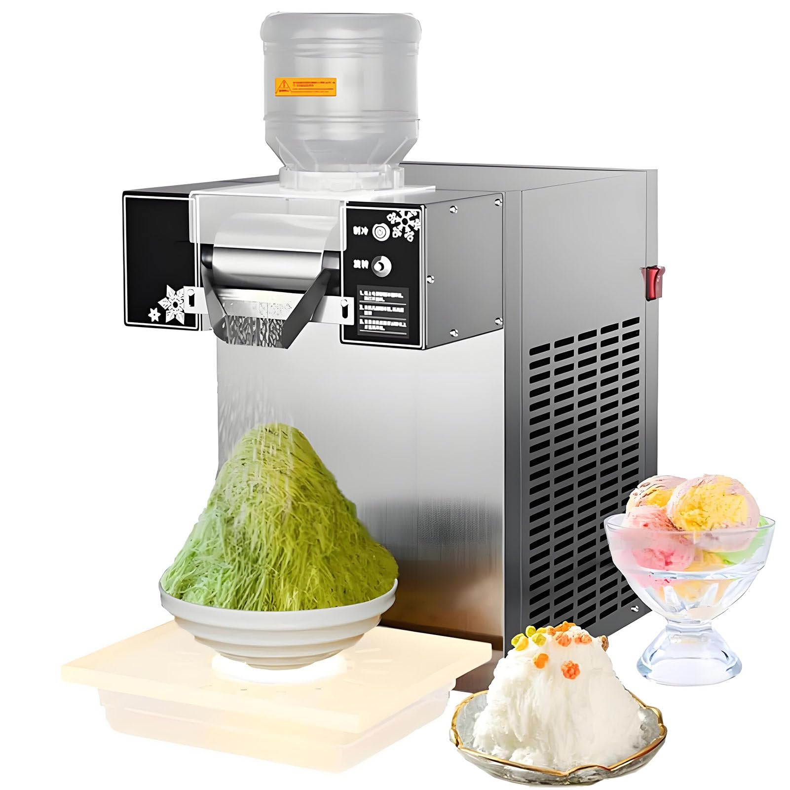 Shengshiyu Multicolor Electric Ice Shaver,Commercial Countertop Snowflake Ice Maker,Daily Output 60Kg/120Kg/160Kg,10-Speed Adjustable Knob,High Capacity Ice Crusher For Desserts,Food Trucks,And Street Food 160Kg