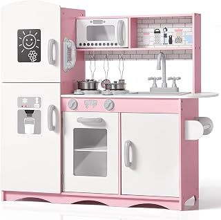 Kids Play Kitchen Set, Toddler Kitchen Playset with Accessories