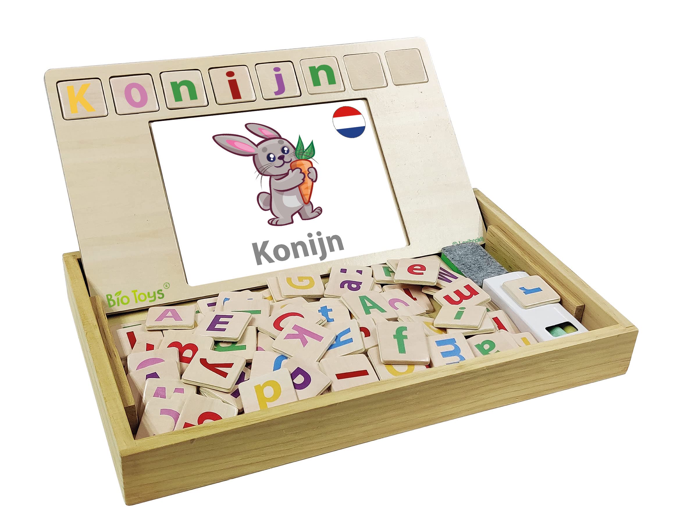 LEXIBOOK EDU100i10 Bio Toys Bilingual French Dutch 50 Words Alphabet Cards One Size