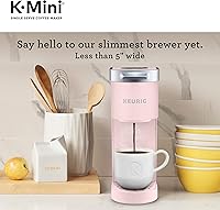 Vista 4 de Keurig K-Mini - Cafetera de cápsulas K-Cup de una sola porción, rosa polvoriento, 6 a 12 onzas. Tamaños de preparación y cafetera K-Mini de una sola