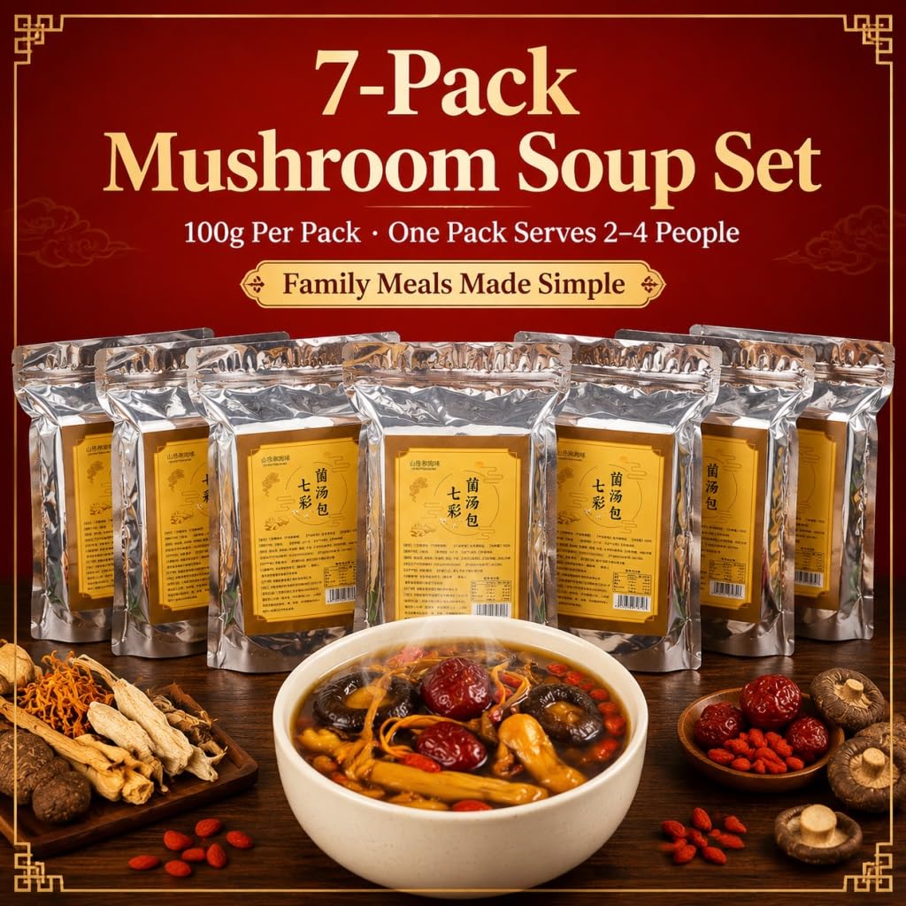 Paquete De 7 Mezclas Variadas Sopa Champiñones Silvestres (100 G Cada Una): Base Conveniente For Cocinar Y Acampar En Familia