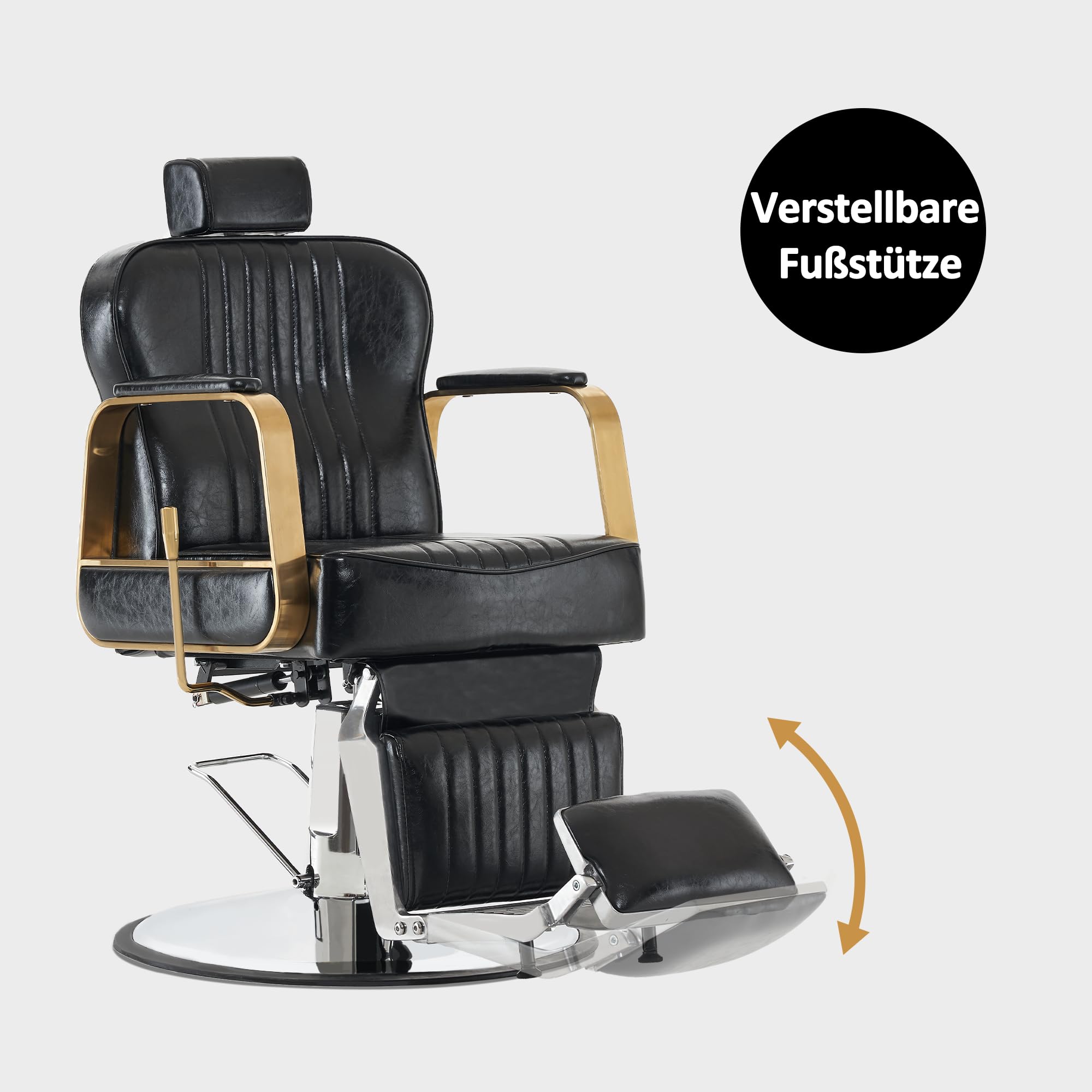 BarberPub Barberpub Silla de peluquería inclinable,sillón de peluquería con reposacabezas,giratorio 360 grados y altura regulable,dispositivo de peluquería retro con bomba hidráulica, 9238 (negro)