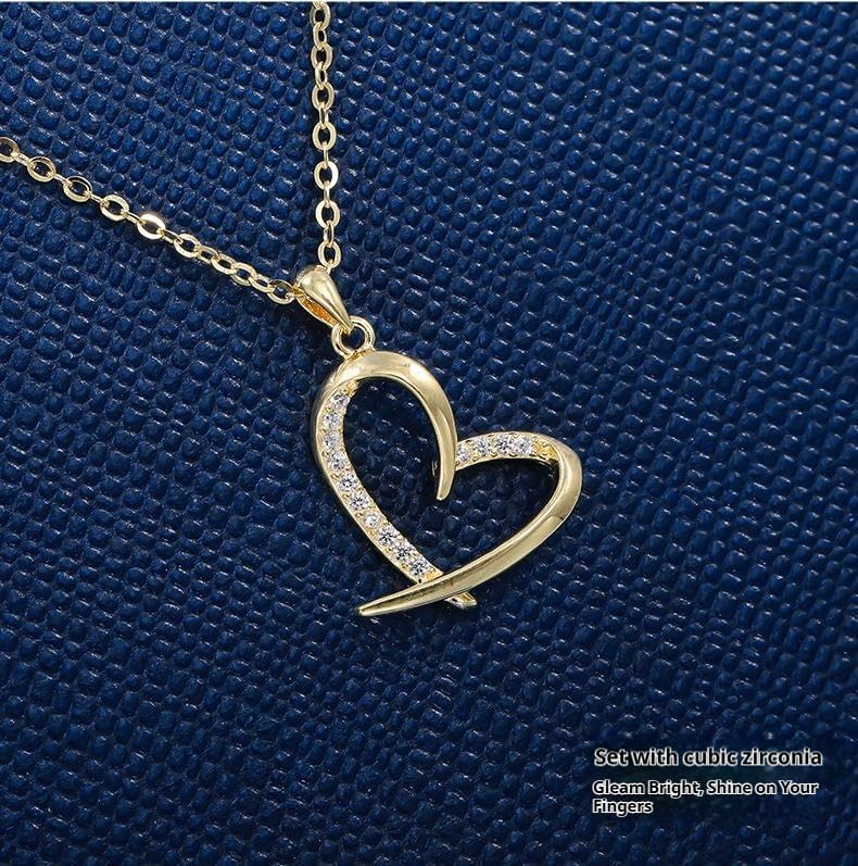 JOLINO Gold Heart Necklace,925 Sterling Silver Plated with Platinum,Heart Pendant Necklace with Cubic Zirconia, Elegant Love Gift for Valentine's Day, Anniversary, Birthday, Christma - Image 3