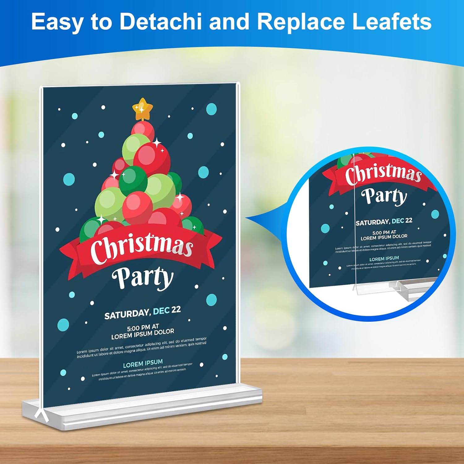 Acrylic Sign Holder 5x7 Inches 24 Pack, Double Sided Clear Display Stand Table Top Sign Paper Holder, Vertical Menu Flyer Holder, Plastic Sign Frame for Stores, Restaurants, Hotels, Office - Image 4