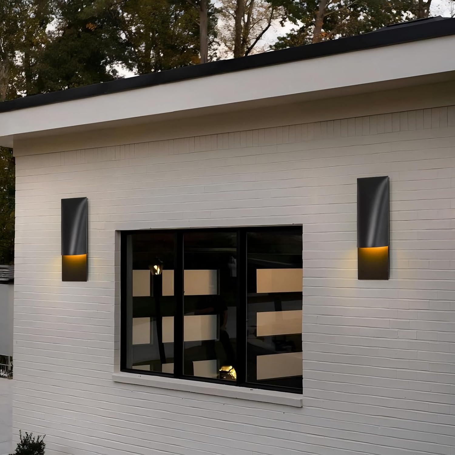 Outdoor Modern Wall Sconce, 18" Black Sconces Outdoor Wall Lights, Dimmable 3000K Warm White Decorative Porch Light Patio Light, Rust-Proof and Waterproof Exterior Wall Light for Garage, Hallway