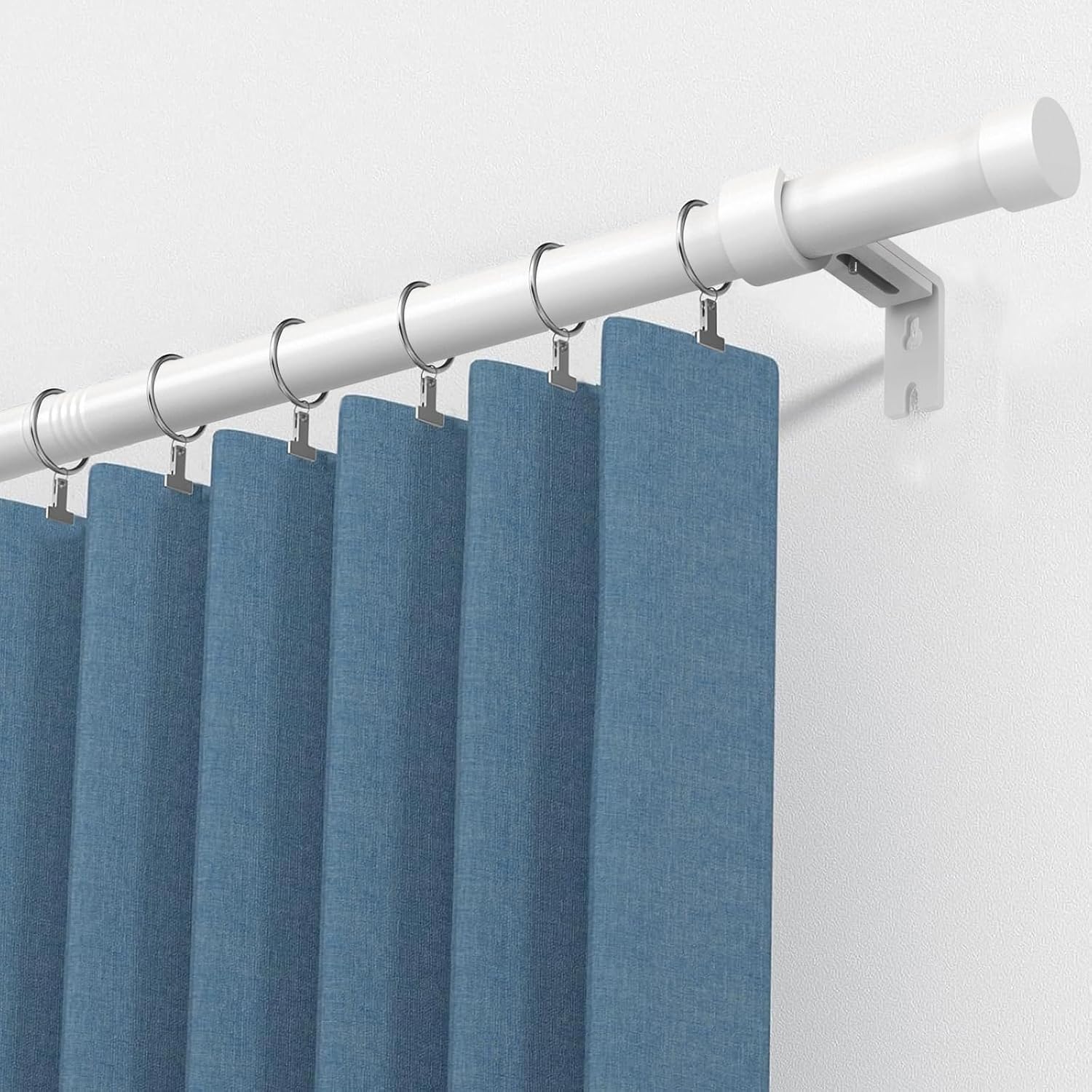 White Extra Long Curtain Rod 30 to 240 inch, Heavy Duty Curtain Rods for Windows with Modern End Caps, 1 inch Drapery Rods Set for Outdoor Patio, Adjustable Curtain Rod for Room 30-240 inch White