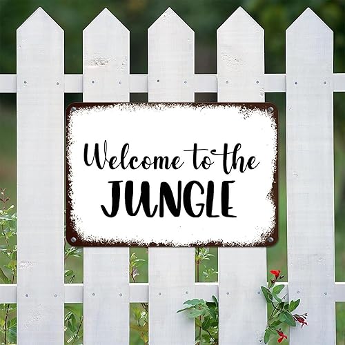Miniatura 9 de BESTORLOVE Letrero de metal para pared, diseño de bienvenida a la selva, corazón, calentamiento, animales salvajes, decoración de pared, para