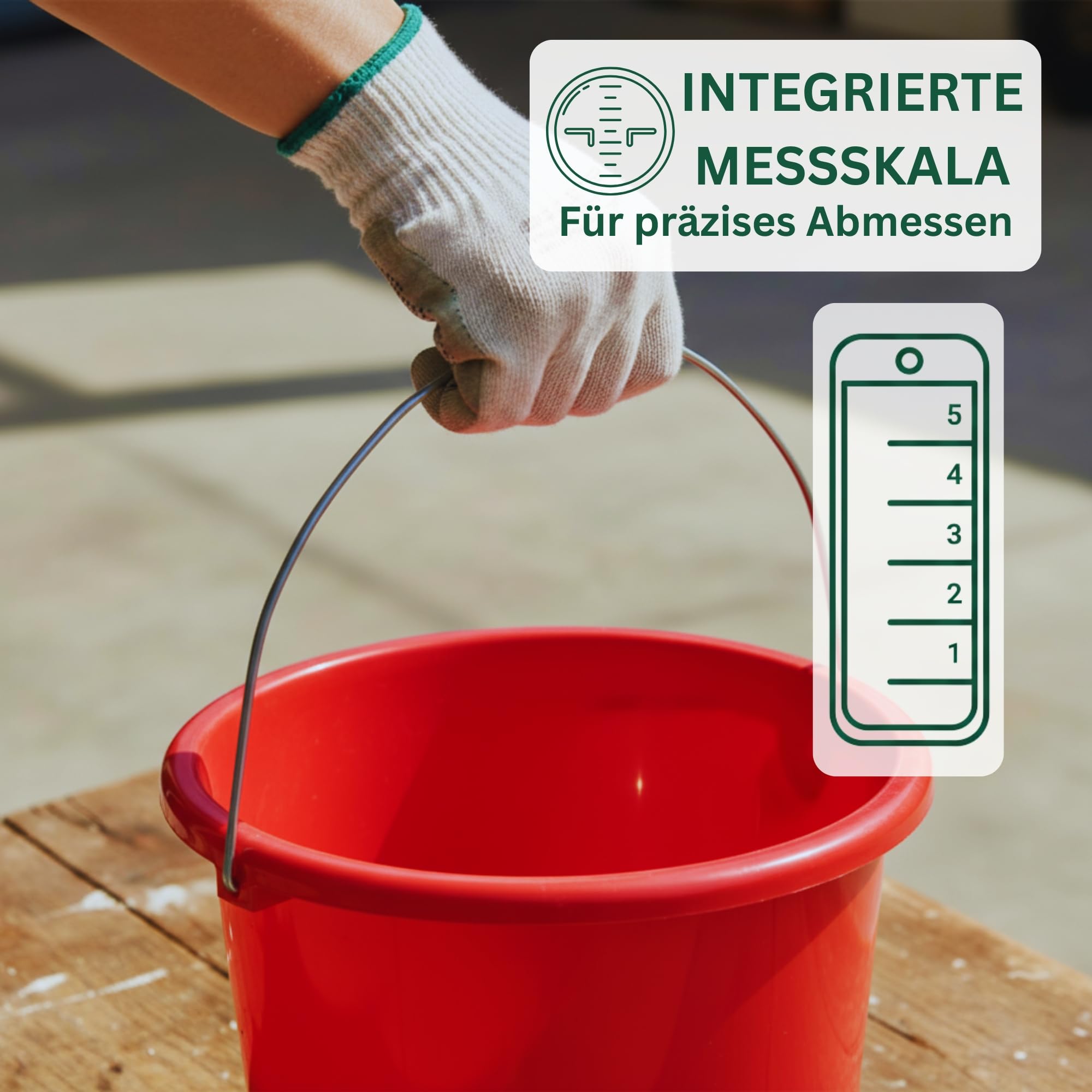 Novaliv 20 Stück Eimer 5L Rot mit Maßeinteilung - Putzeimer 5 Liter ? 22,5 cm Praktischer Allrounder mit Skala für Haushalt & Garten ideal als Haushaltseimer, Wassereimer, Wischeimer, Bucket