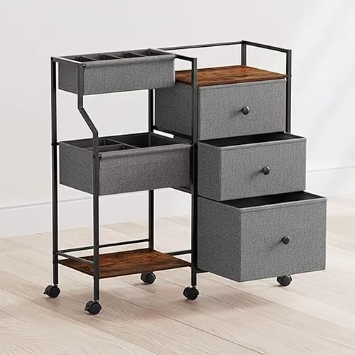 Miniatura 7 de PandaEar Organizador y almacenamiento de pañales para bebé, carrito de guardería rodante de 3 niveles con cajones y divisores, carrito