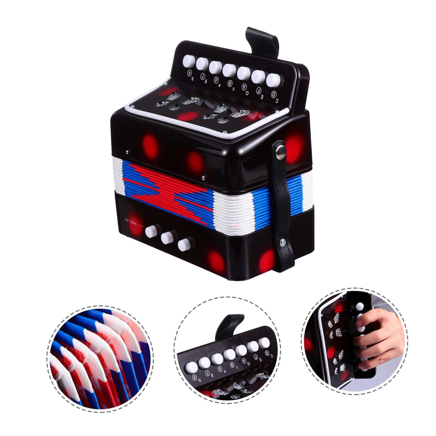 Yardwe Fisarmonica Mini per Ragazzo Ragazza Nero in Abs e Metallo Strumento Musicale Educativo per Pratica Musicale e Miglioramento Cognitivo Giocattolo Professionale