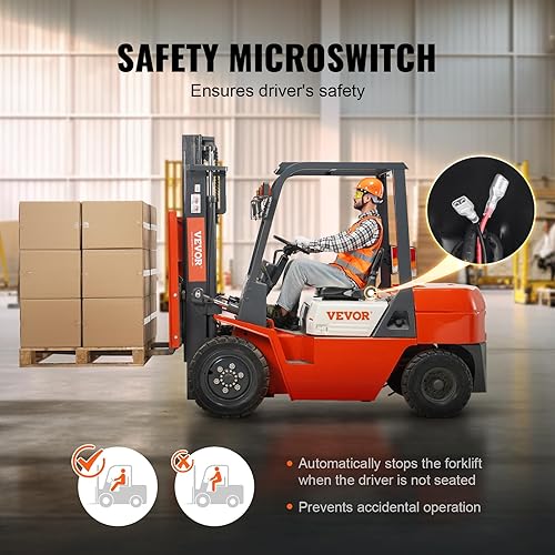 Vista 4 de VEVOR Asiento universal de carretilla elevadora, asiento de tractor plegable con respaldo de ángulo ajustable y micro interruptor, 6.3-13.4