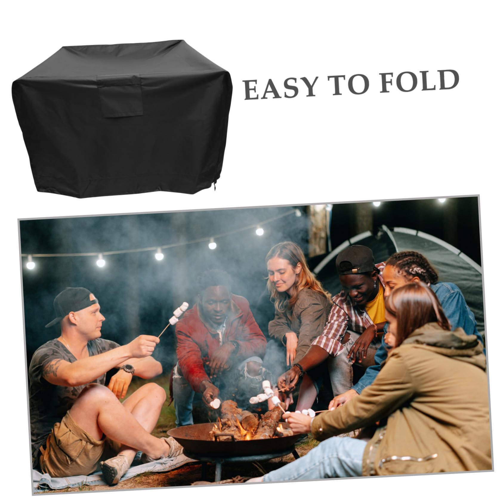 Copertura Protezione Completa Oxford 420d Nero per Barbecue da Esterno Resistente alle Intemperie, Anti-invecchiamento per Grill Rotondo