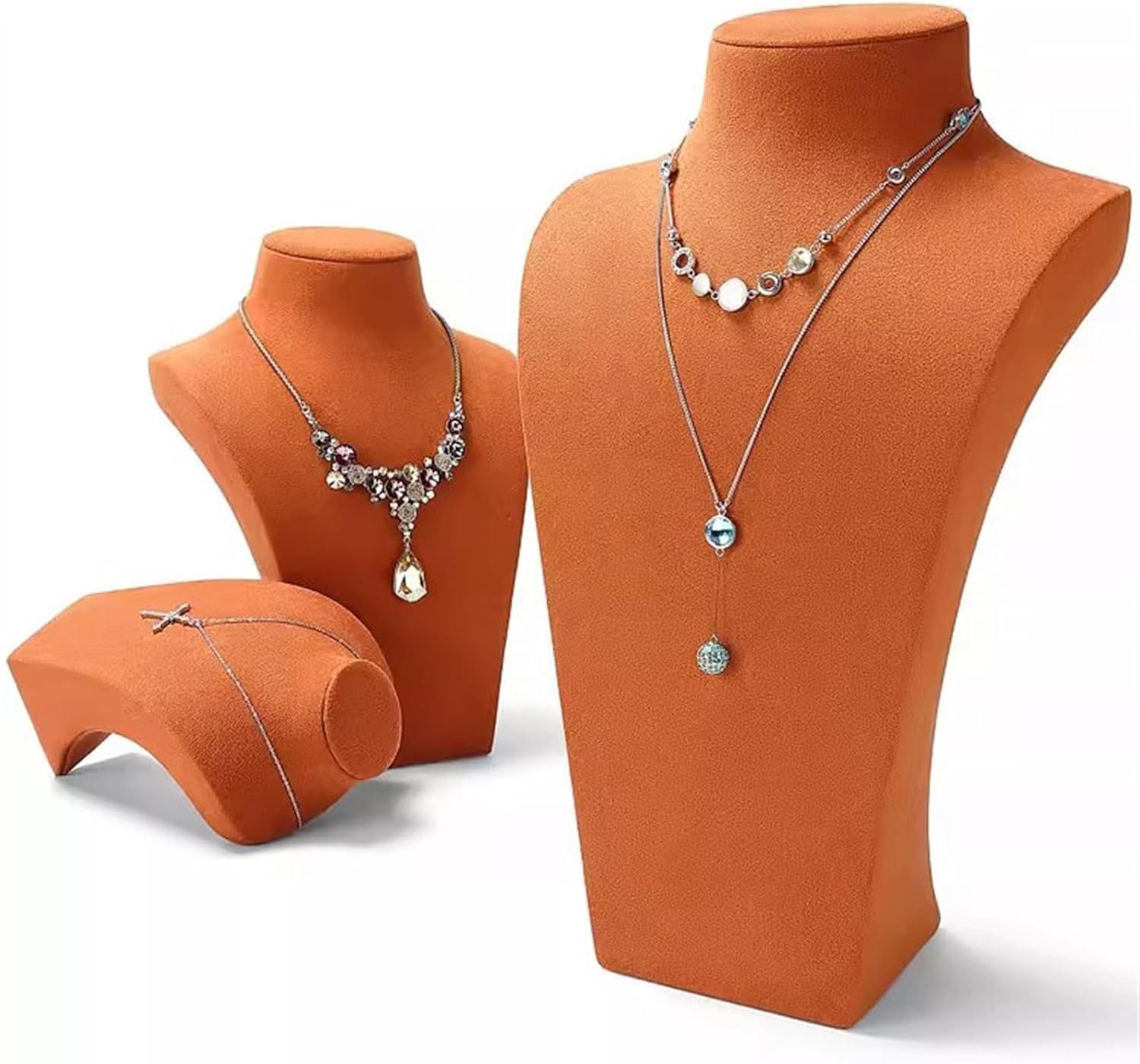 Présentoir à bijoux Buste d'affichage à bijoux Collier 3D Présentoir à bijoux Support de buste - Support de chaîne de pendentif autoportant en 3 dimensions Organisateur de rangement Présentoir de col