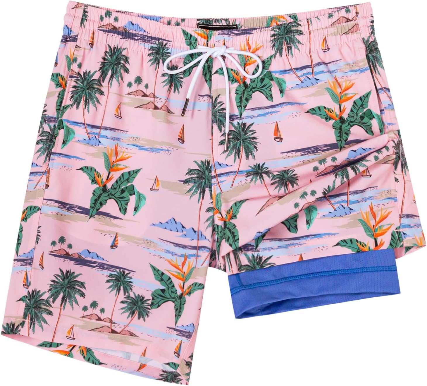 SURF CUZ Mens Swim Trunks with Compression Liner Swim Shorts 7" Swimming Trunks Stretch 7 Inch Swim Suits Quick Dry