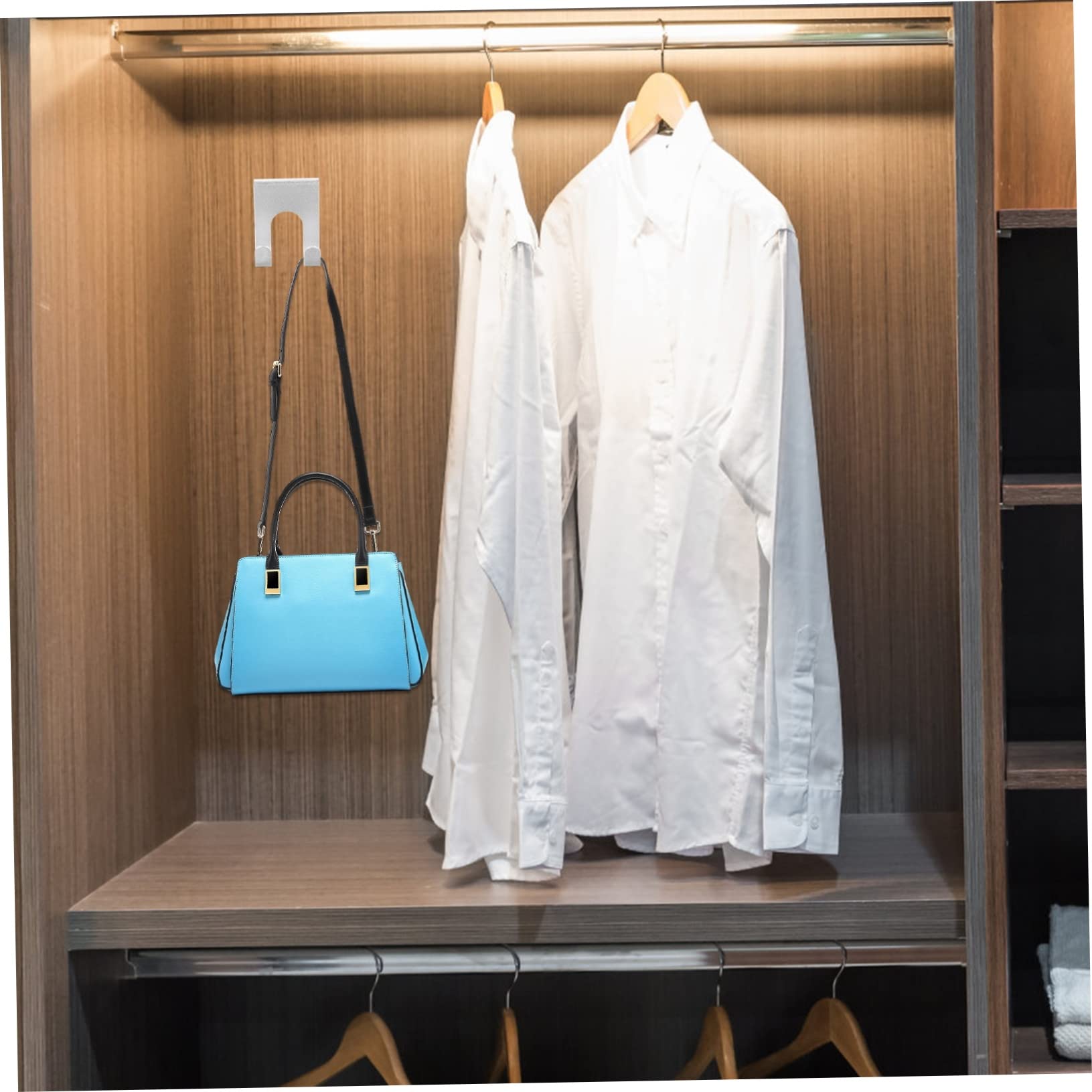 HOMSFOU 24piezas Ganchos De Pared Doble Gancho Sin Perforación Soporte Para Ropa y Accesorios Para Baño Cocina y Dormitorio