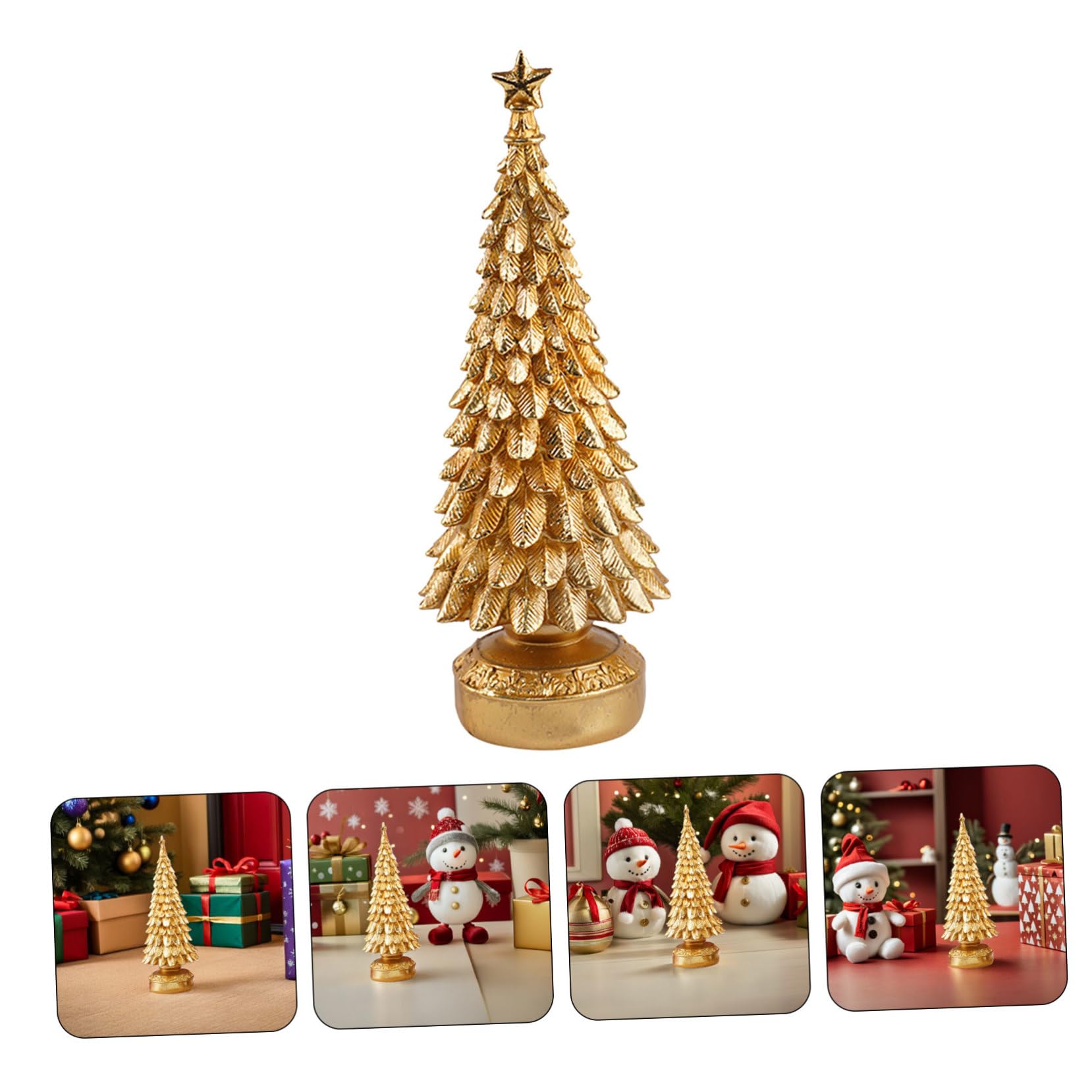 GLEAVI Adorno Dorado para Árbol De Navidad Estatuas De Resina Decoración Navideña Hogar Adornos De Mesa para Árbol De Navidad para Centro De Mesa Navideño y para Interiores