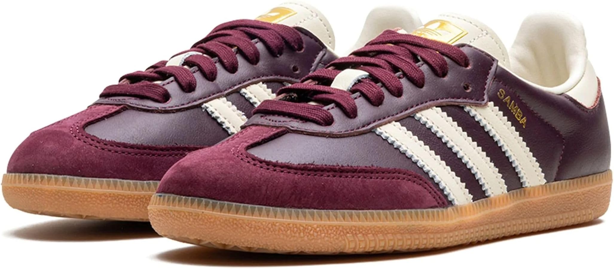 Amazon.com | Adidas Samba OG Maroon Gold Metallic Burgundy Women's