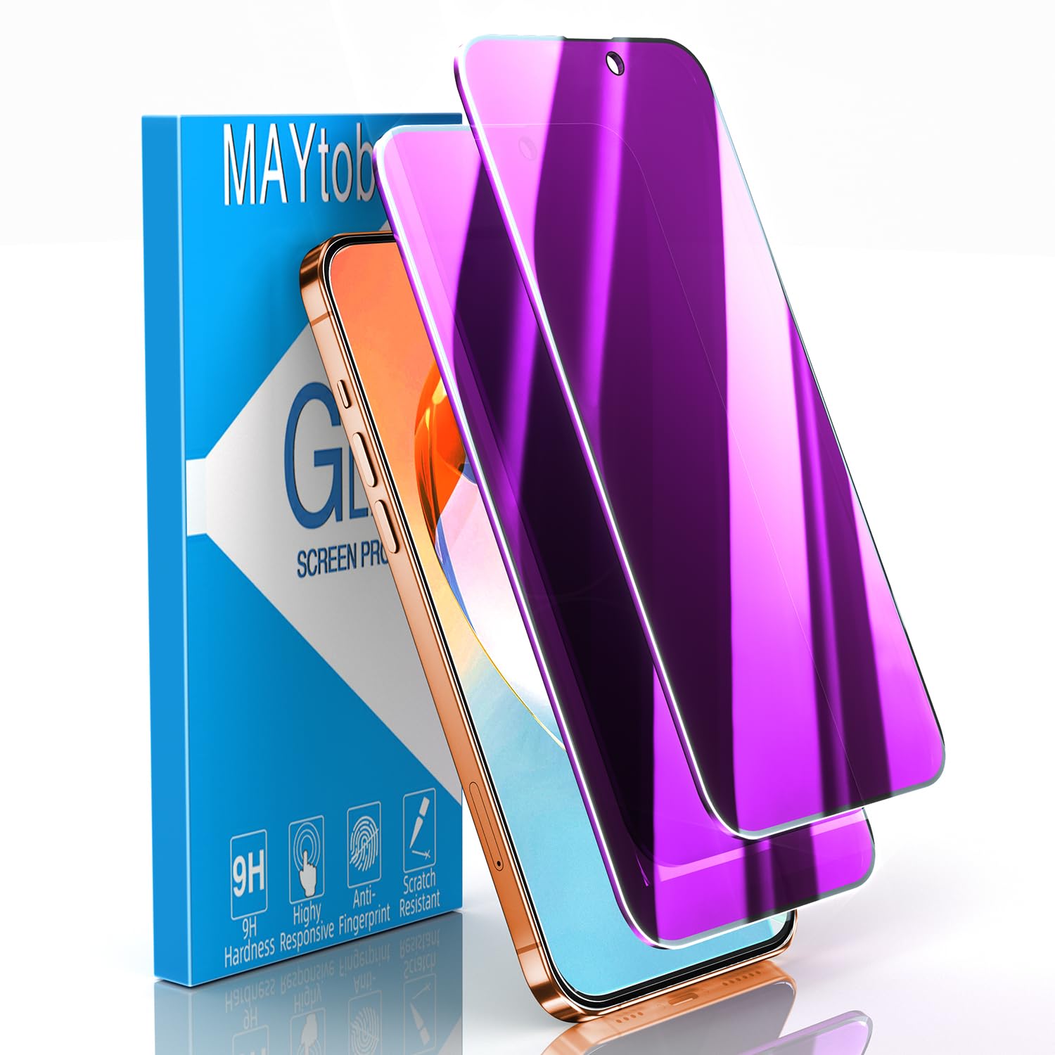 MAYtobe for iPhone 17 Pro max Privacy Screen Protector Purple | Pack of 2 Tempered Glass Anti-Spy Purple Anti-Glare, Anti-Scratch, Bubble Free, 9H Hardness