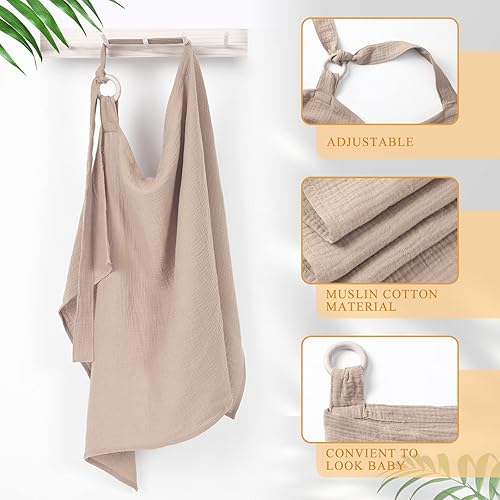 Miniatura 4 de Treela 3 piezas de funda de lactancia multiusos para asiento de automóvil, funda transpirable de lactancia para lactancia materna, muselina de