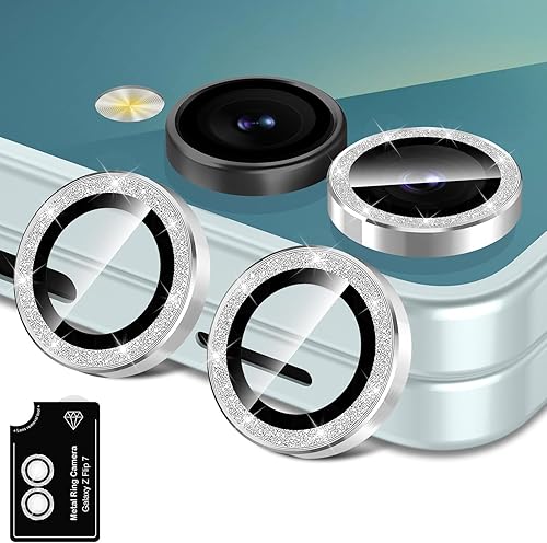 Miniatura 254 de Protector de lente de cámara para Samsung Galaxy S25 FE, cubierta individual de lente de vidrio templado con anillo de metal, [fuerte adsorción]