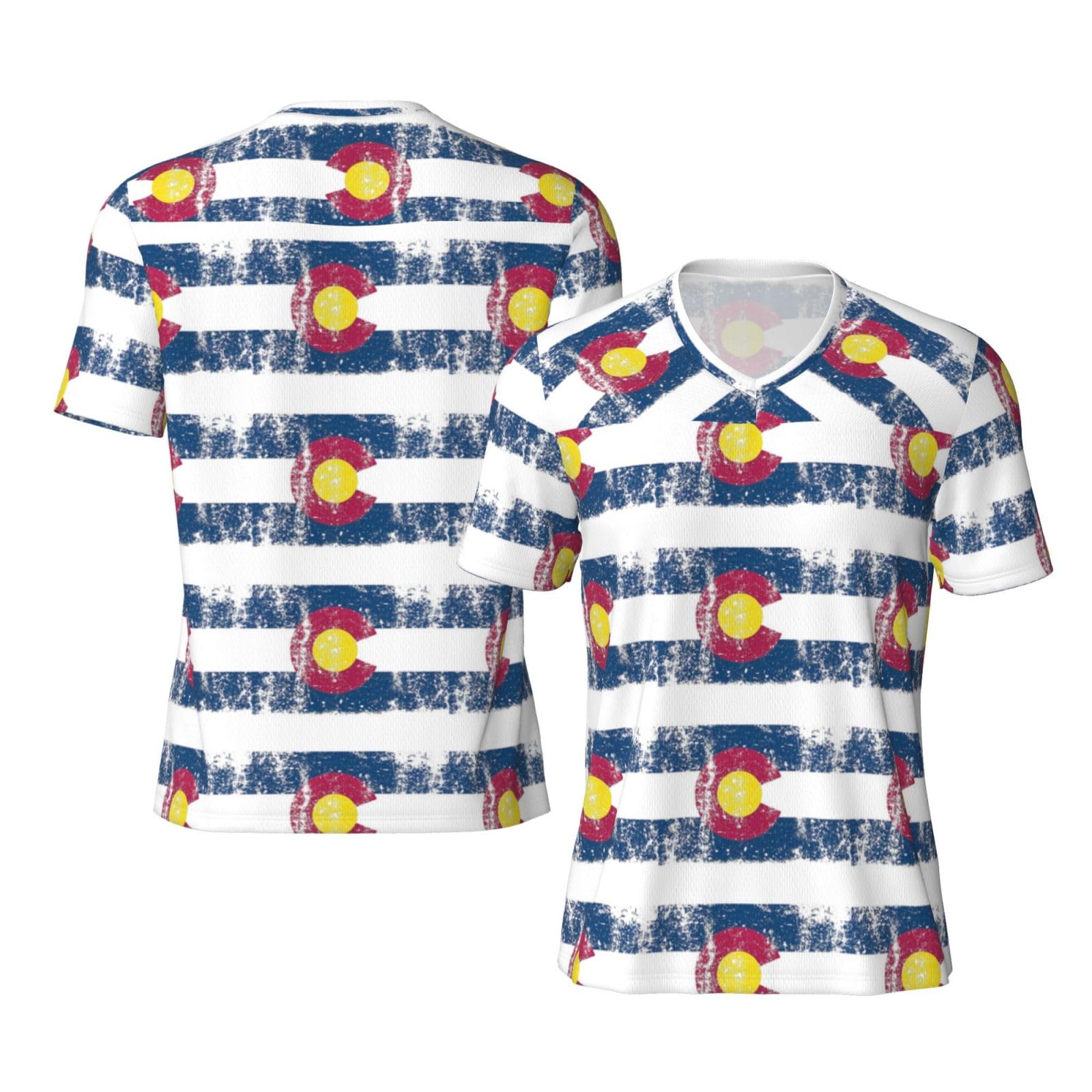 Stylish Athletic Sports Jersey Vintage-Colorado-State-Flag Men's Rugby Jersey Large