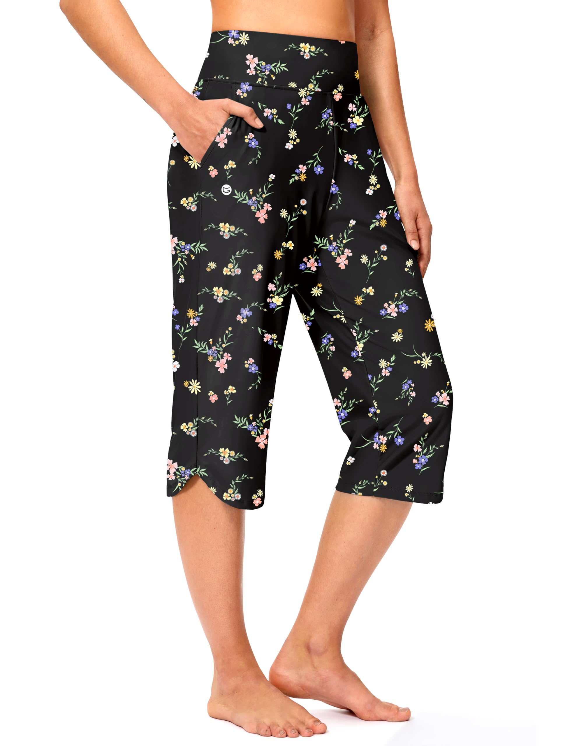 G Gradual Womens Swim Capri Pants 18 High Waisted Long Board Shorts UPF 50 Modest Swimsuits Pants with