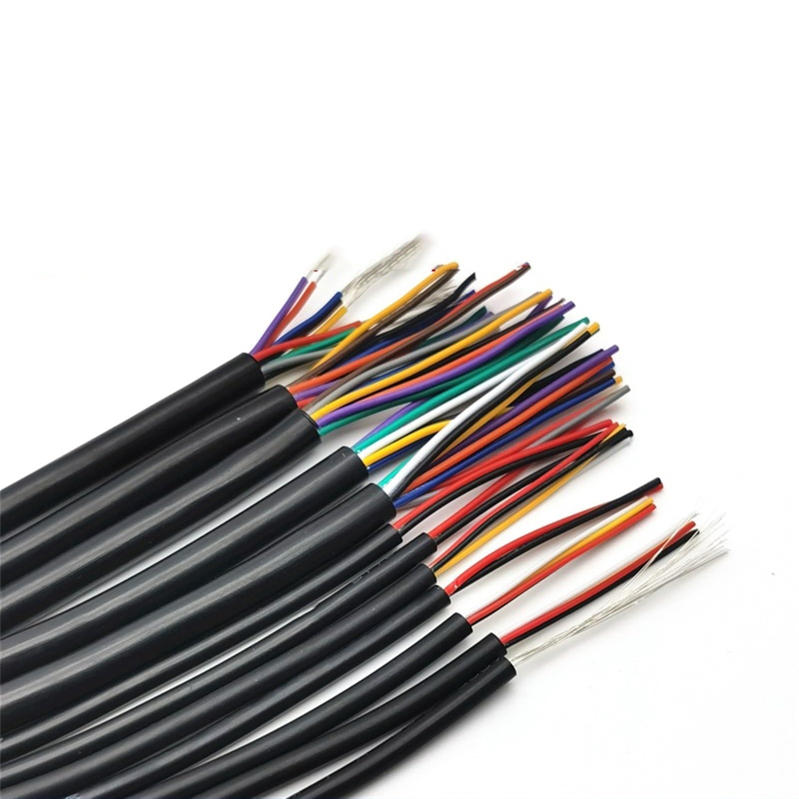 Outdoor Extension 2 Meter 5 Meter 28AWG UL2464 Insulated Soft Channel Audio Line Sheathed Wire Cable 2 Cores to 10 Cores Copper Signal Control Wire Solar sheathed(Black 5meter,28AWG x 6Cores)