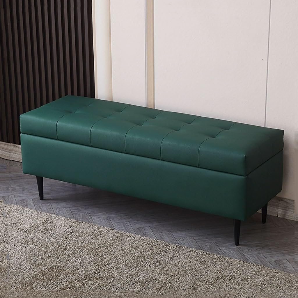 Banc ottoman capitonné 60 cm bout de lit et banc d'entrée gris