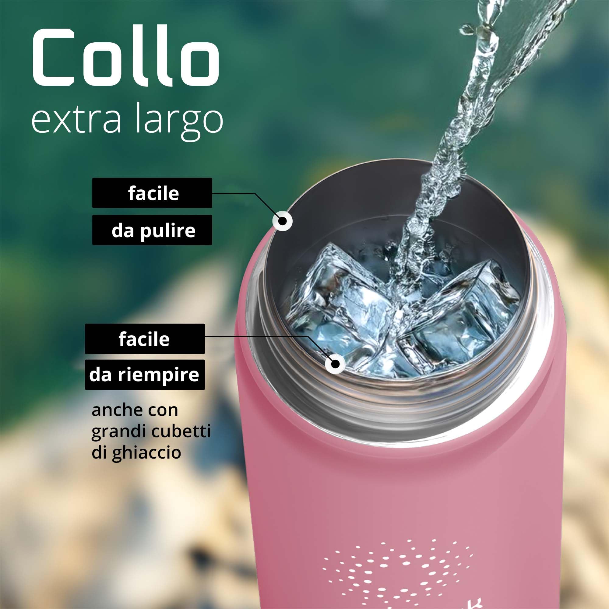 Bottiglia Acqua Termica INOX ACTIVE FLASK + Cannuccia (3 Tappi), Senza BPA, 1l/500ml | Borraccia Isotermica Acciaio - Caldo/Freddo, Ufficio Outdoor Sport Bicicletta viaggio fitness, Caffe Te