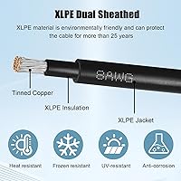 Vista 13 de Cable de extensión solar de 10 AWG de 3 pies negro + 3 pies rojo, cable de panel solar de calibre 10 macho a hembra, alambre de cobre estañado