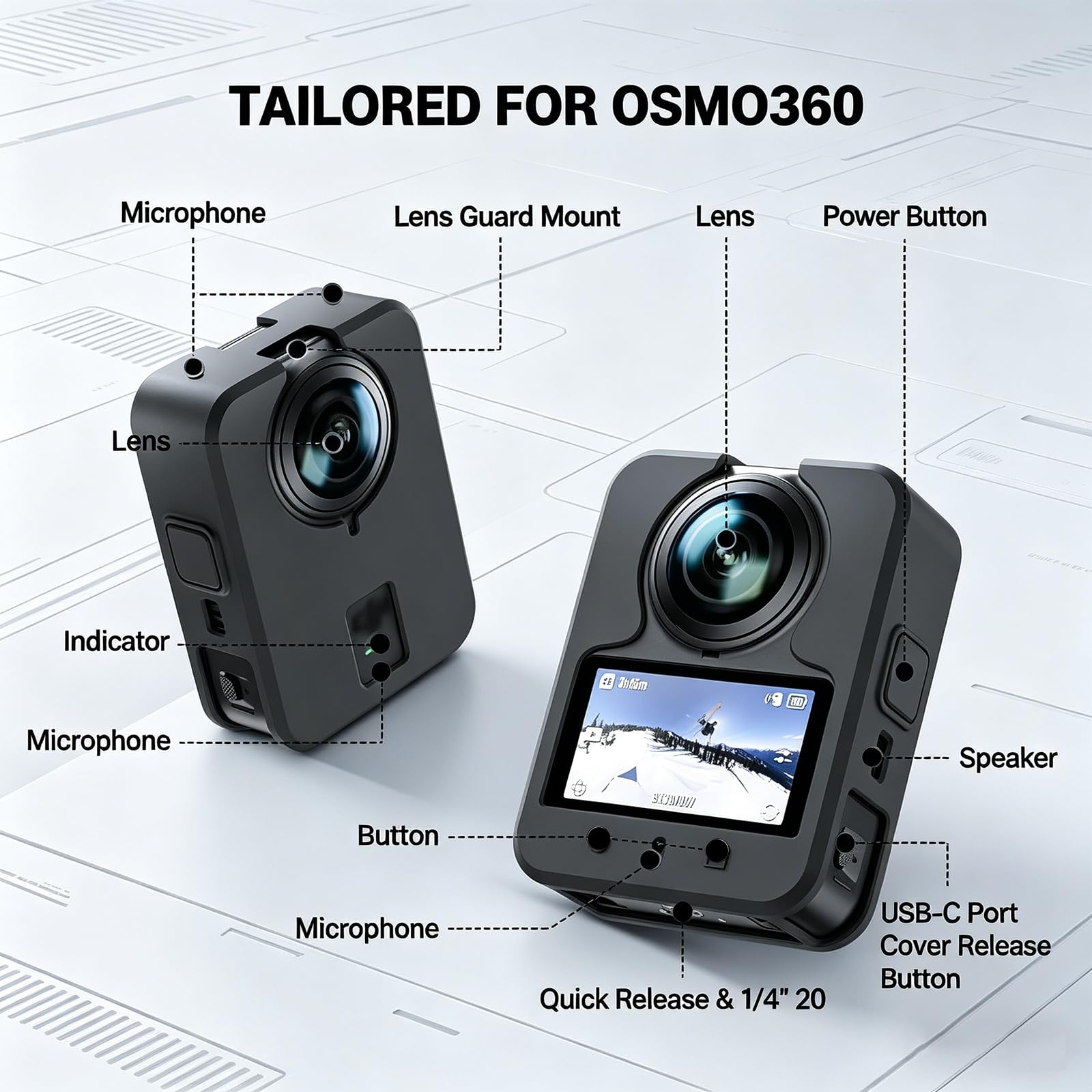 Osmo 360 Coque de protection en silicone pour objectif d'appareil photo - Anti-rayures et anti-chocs - Pour accessoires d'appareil photo DJI Osmo 360