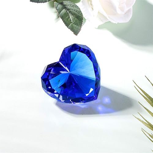 Miniatura 7 de Pesas de papel de diamantes de cristal azul, gemas de vidrio de diamante real en forma de corazón, pisapapeles para decoración, diamantes grandes,