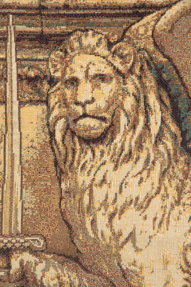Charlotte Home Furnishings Inc. Lion With Sword Italian Tapestry Wall Hanging 12 X 15 Inch Viscose Cotton & Polyester Blend Wall Art Perfect for Home & Wall Decor By Alberto Passini