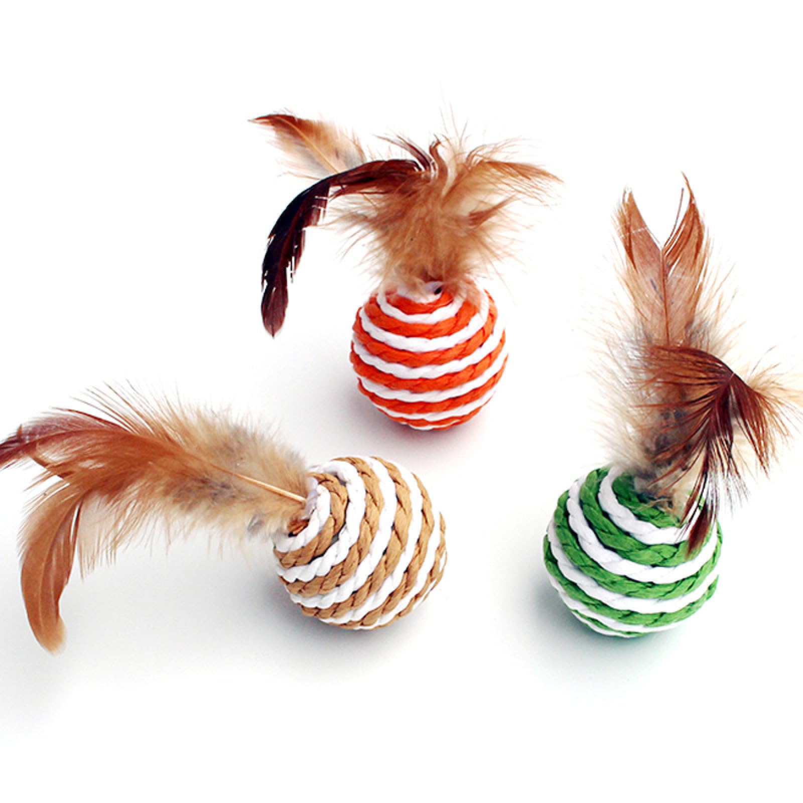 Katzenspielzeug, Katzenspielzeug, bunt, Sisal, interaktiver Ball, Katzenspielzeug, Heimtierbedarf, Feder, Katzentraining, Fänger, Katzenspielzeugball, 4 Stück