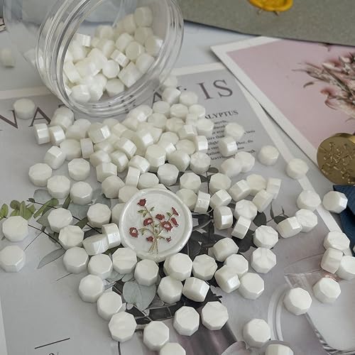 Miniatura 2 de 200 cuentas de cera de sellado blancas perla, cuentas de cera octogonales para envolver regalos de Navidad, sobres de tarjeta de regalo