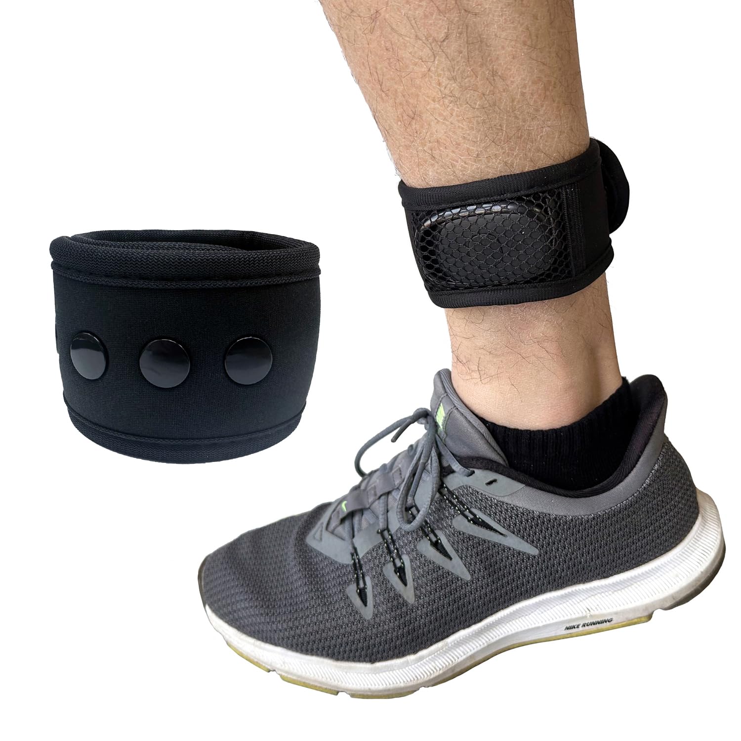 AMMKRO Soft Adjustable Wear Buckle Ankle Strap Band with Mesh Pouch Compatible with Fitbit Ace 3/Alta/Sense 2/Inspire 3/Charge 6/Runlio/Samsung Galaxy Fit3/FITVII Fitness Tracker (13 INCH)