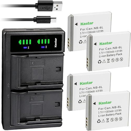 Miniatura 8 de Kastar Paquete de 2 baterías NB-6L y cargador USB LTD2 de repuesto para Canon PowerShot SX280 HS, PowerShot SX500 es, PowerShot SX510 HS, PowerShot