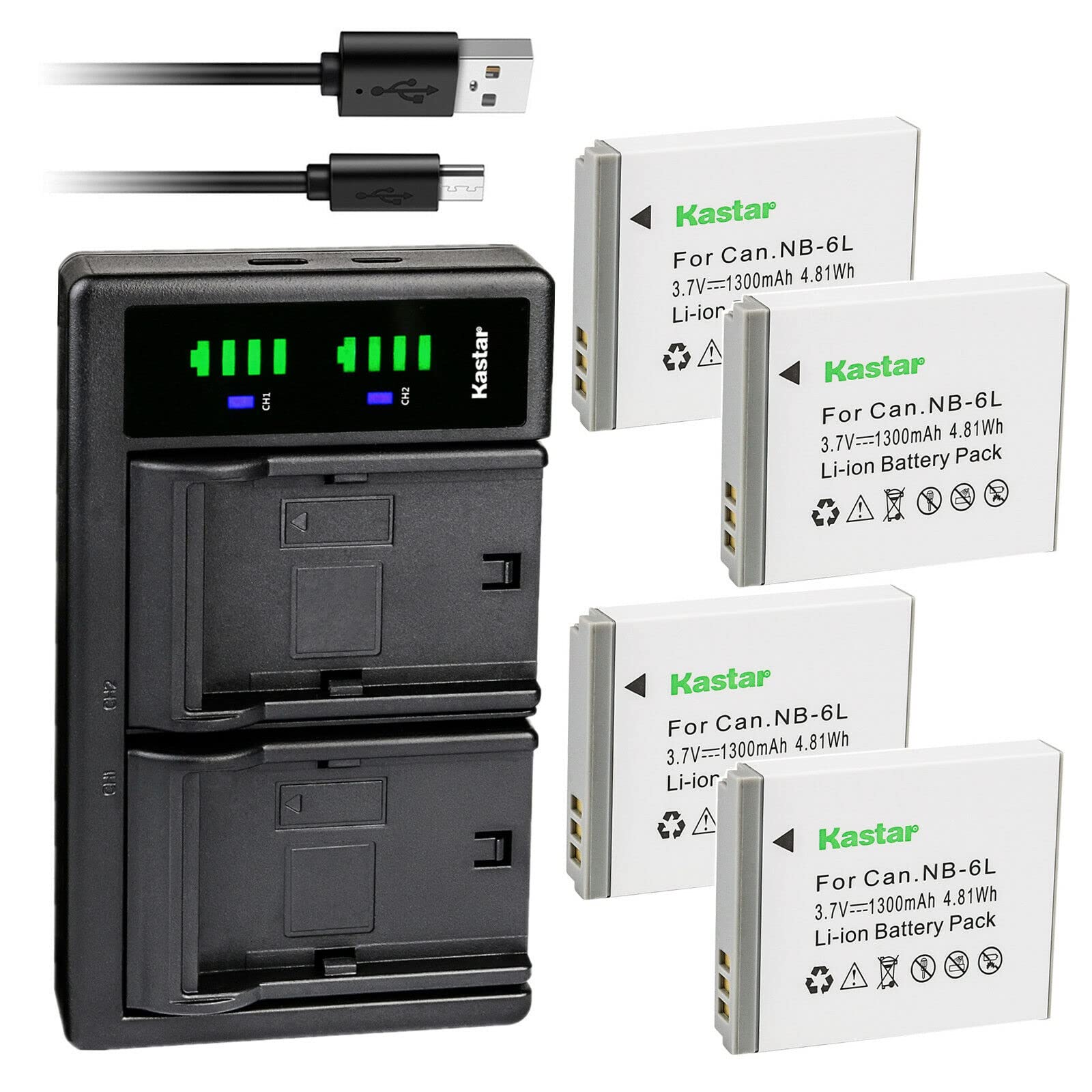 Amazon.com : Kastar 4-Pack NB-6L Battery and LTD2 USB Charger