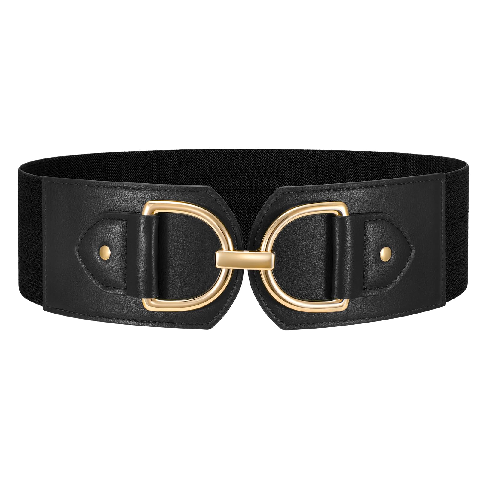 WERFORU Women Elastic Wide Waist Belts for Dresses Fashion Wide Stretchy Belts for Women Big Gold Buckle Thick