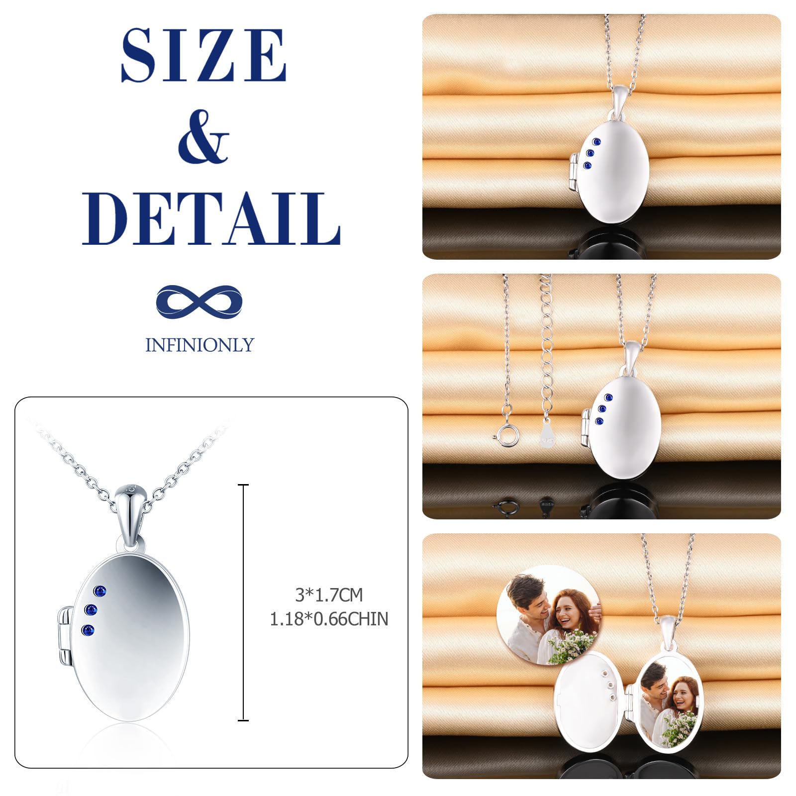 Collar colgante oval de foto de plata 925 para mujer niña Collares medallones con circonita colgante openable personalizado moda joyería