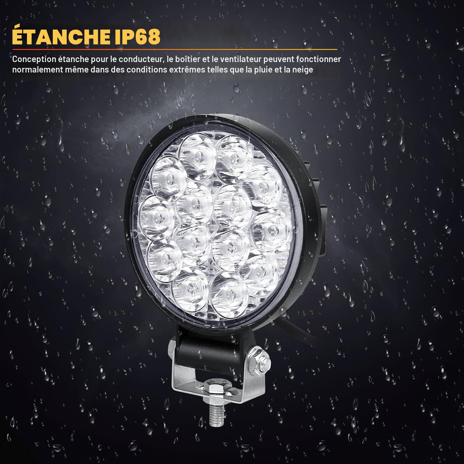 RIGIDON 10x rond phare de travail led, 3,2 pouces mini 42W 12V 24V lampe