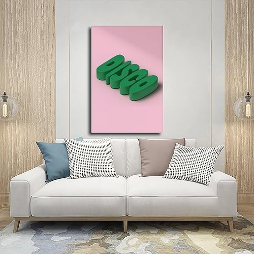 Miniatura 5 de Disco Typography Pink And Green Print - Funky Disco, 70s 80s 80s, 3D DISCO, Party Night, Trendy Home Poster, Minimalist Retro, Colourful Art Canvas