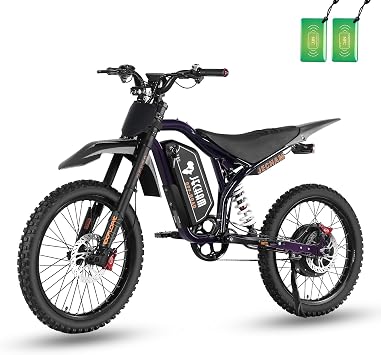 3000W/4700W/6000W Electric Off-Road E-Bike, 40MPH-55MPH Peak, 80-150 Miles Range, Removable Battery, Dual Suspension, Hydraulic Disc Brakes, UL2849 Certified, 90% Pre-Assembled
