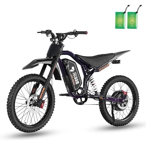 3000W/4700W/6000W Electric Off-Road E-Bike, 40MPH-55MPH Peak, 80-150 Miles Range, Removable Battery, Dual Suspension, Hydraulic Disc Brakes, UL2849 Certified, 90% Pre-Assembled