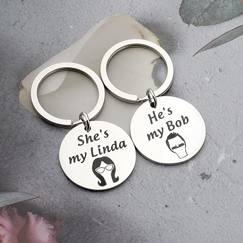 Miniatura 5 de FAADBUK Regalo inspirado en hamburguesas para parejas, juego de keychian You're the Linda to my Bob regalo del día de San Valentín