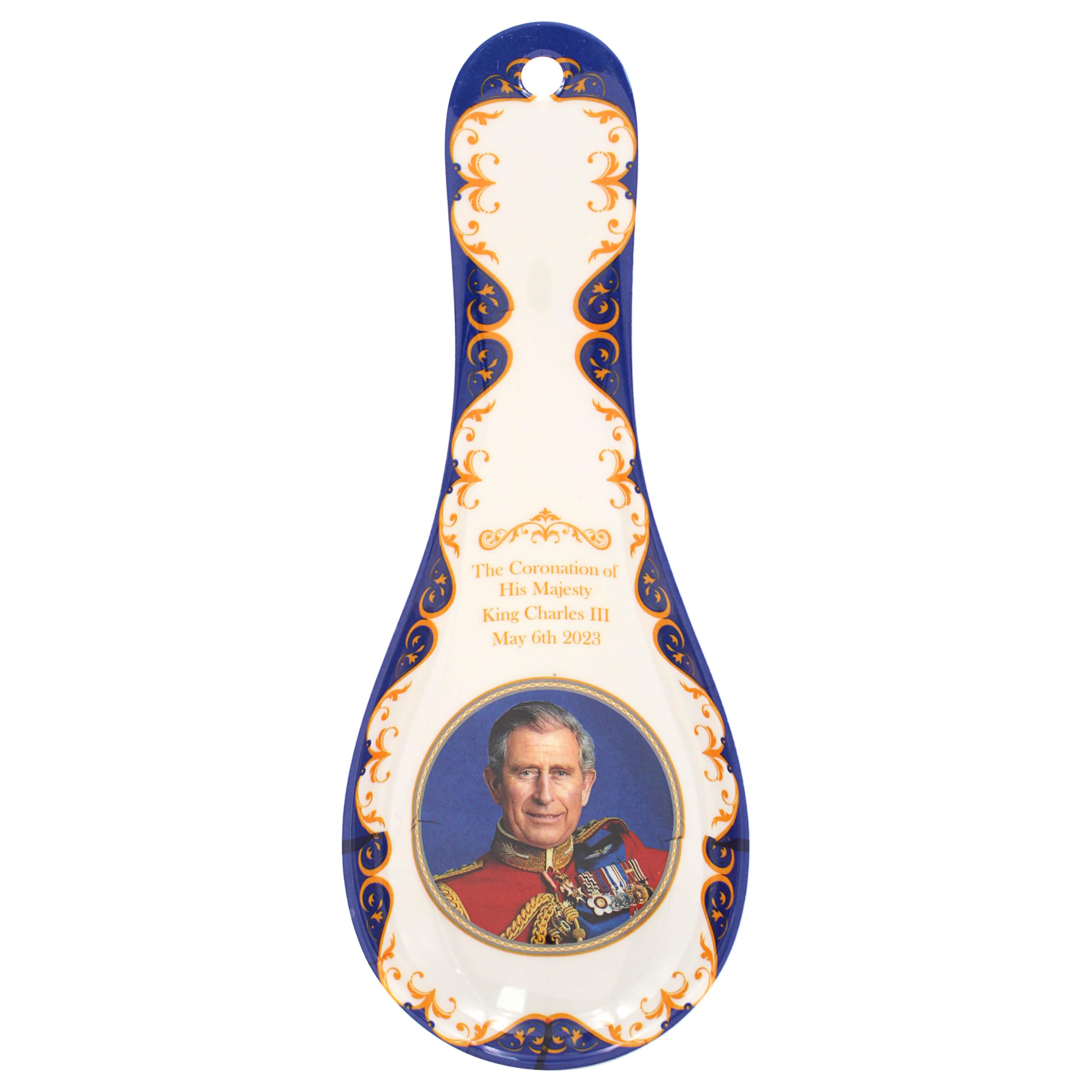 The Leonardo Collection Royal Heritage HM King Charles III Spoon Rest | Durable Spoon Rest Kitchen for Spoons | Tea Spoon Holder for Kicthen & Home | Ideal Utensils Holder & Teaspoon Rest for Gift