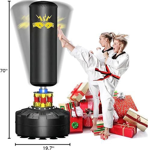 Miniatura 8 de Saco de boxeo con soporte para adulto, equipo de entrenamiento de boxeo de 70 a 205 libras, saco de boxeo pesado independiente para adultos,