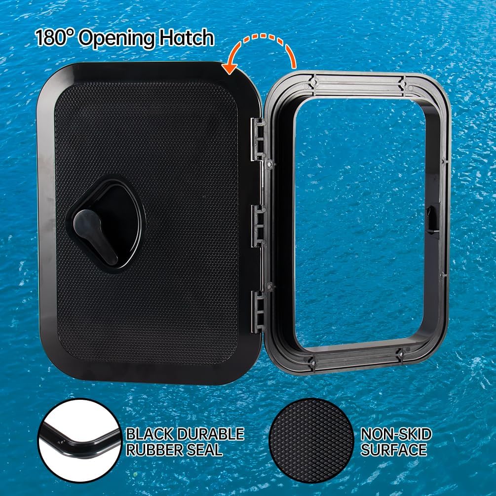 Marine Deck Access Hatch 10.63"×14.76" White/Black Rectangle Boat Hatch & Lid,Boat Deck Hatch Lids