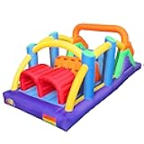 BESTPARTY Inflatable Obstacle Course Bounce House Castle with Large Slides Bounce Area and Obstacles Inflatable Bouncer House Jumper with Blower